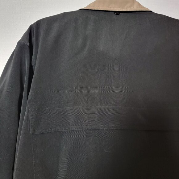 CS SIGNATURE Womens Windbreaker Coat Sz 1X Pockets Lined Button & Zip Black/Tan - Picture 8 of 16
